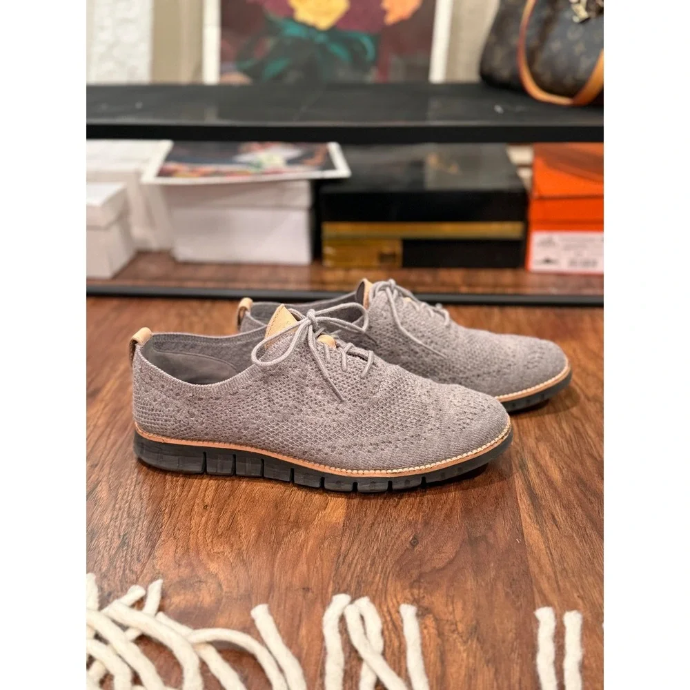 Cole Haan Zerogrand Stitchlite Oxford Mens 9.5M Grey Knit Wingtip C28892
